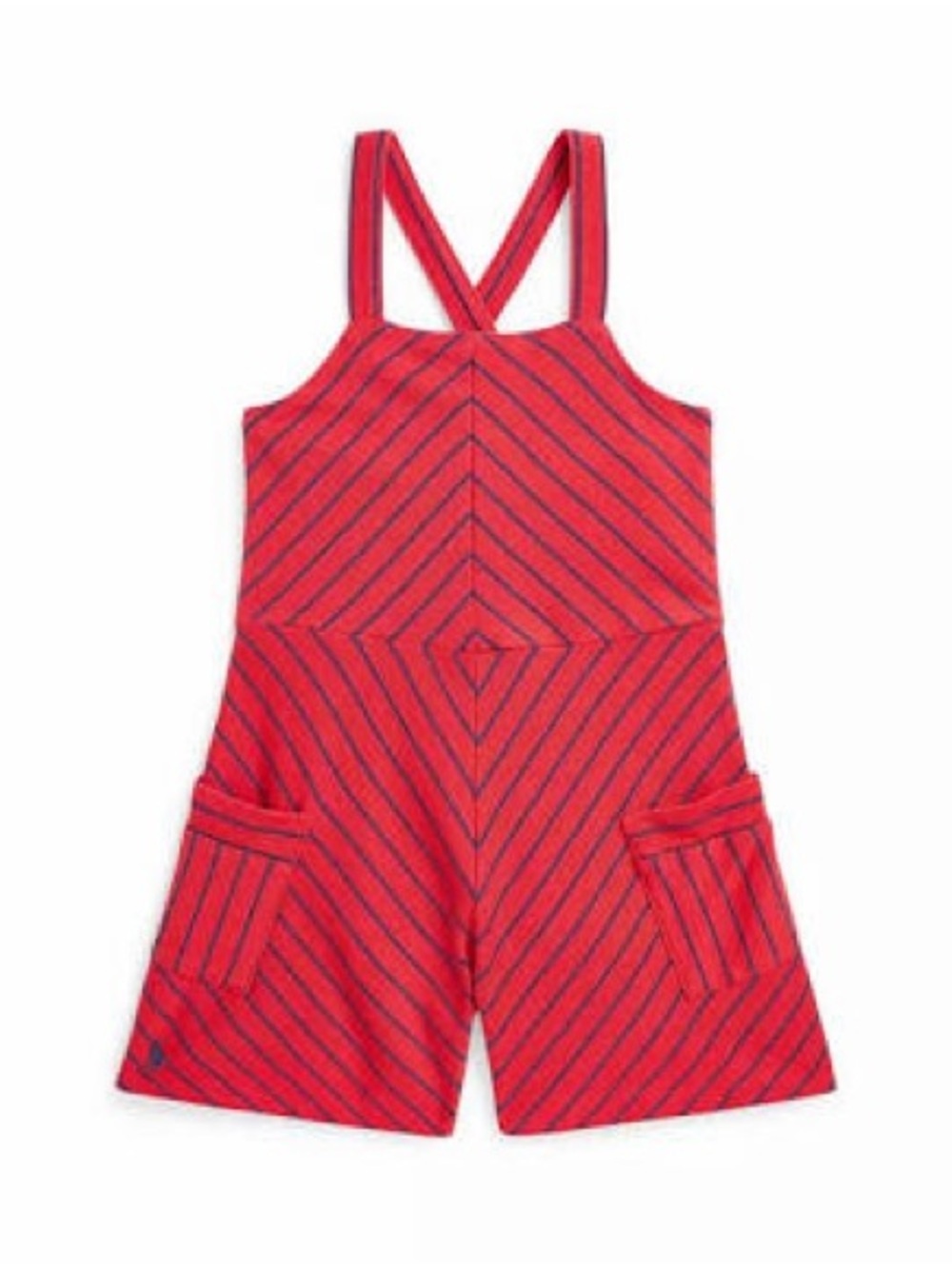 Polo Ralph Lauren Toddler Girl Striped Shortall Romper 2T | Red & Blue Jumpsuit
